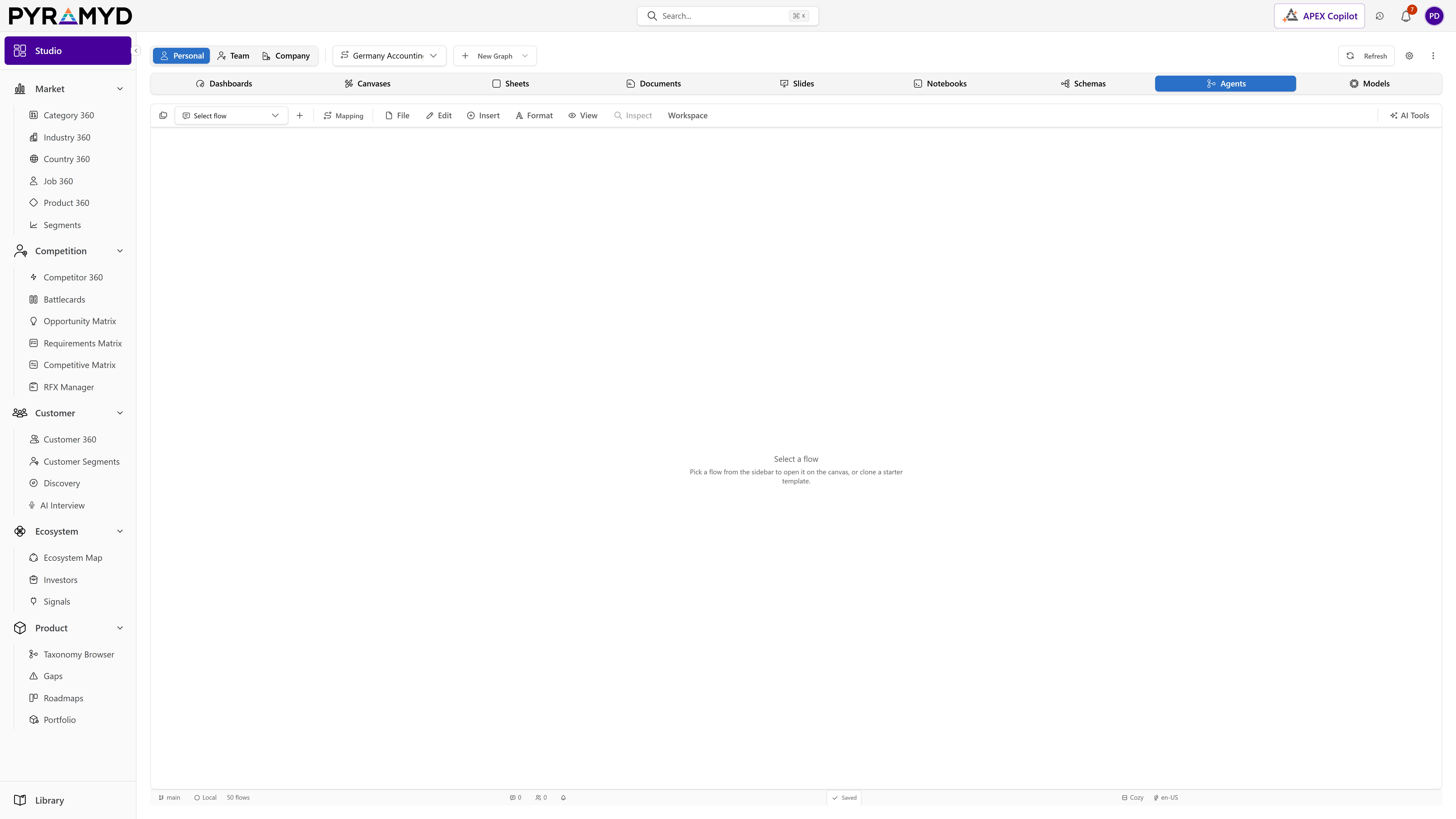 Studio Agents screenshot from the production workspace